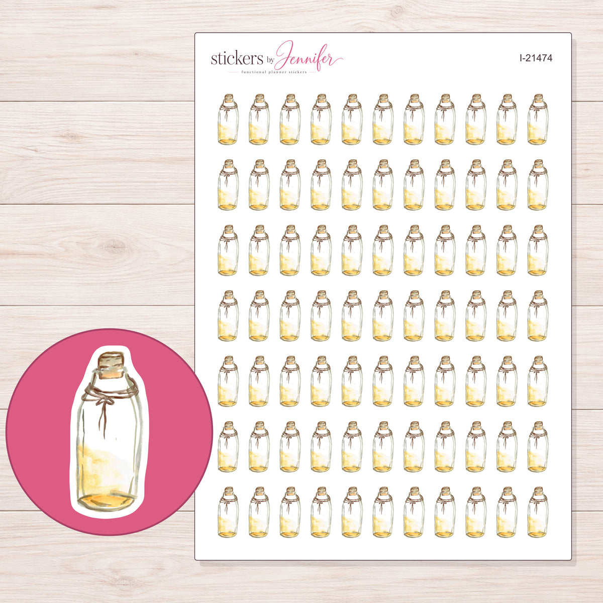 I-21474 planner sticker sheet with enlarged sticker detail