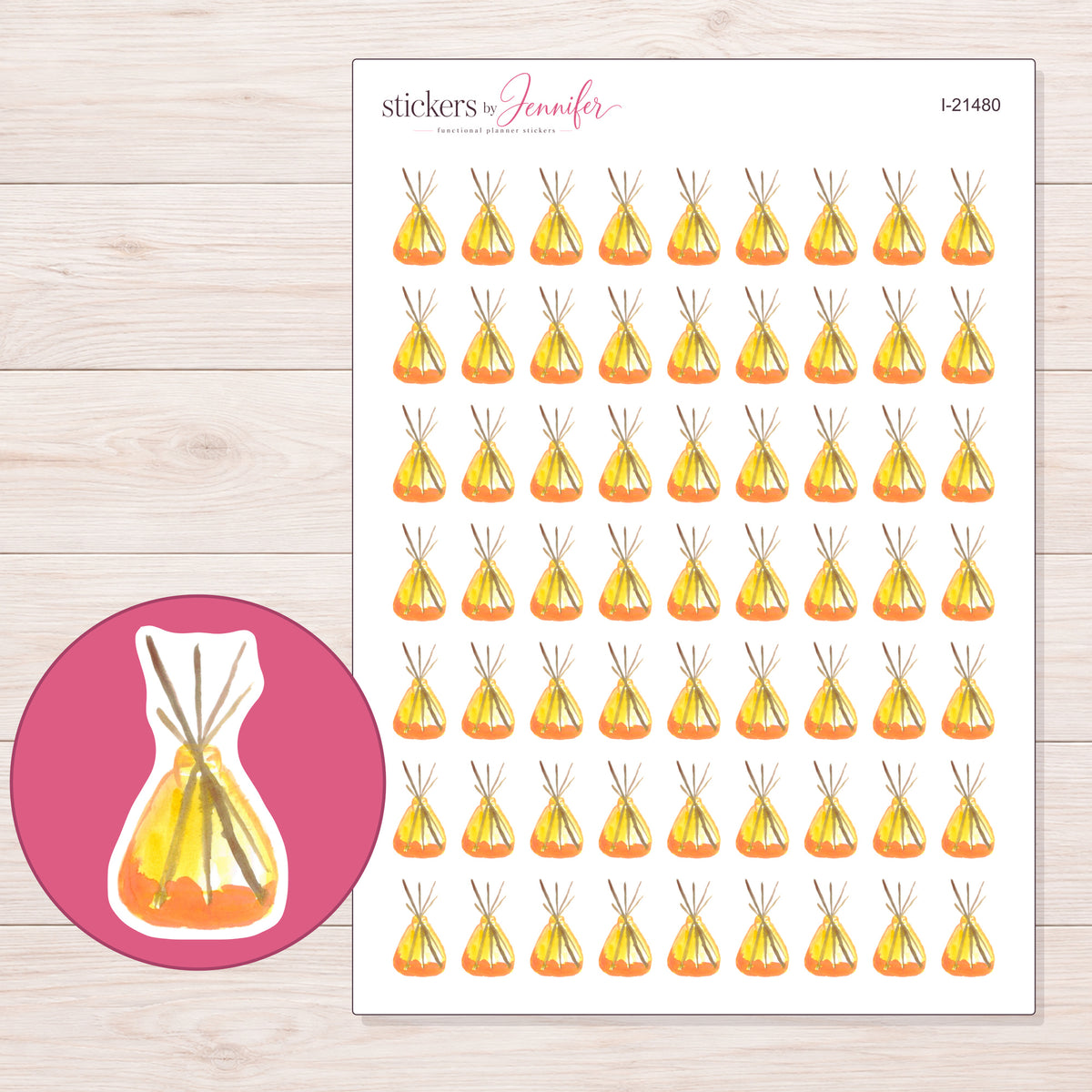 I-21480 planner sticker sheet with enlarged sticker detail