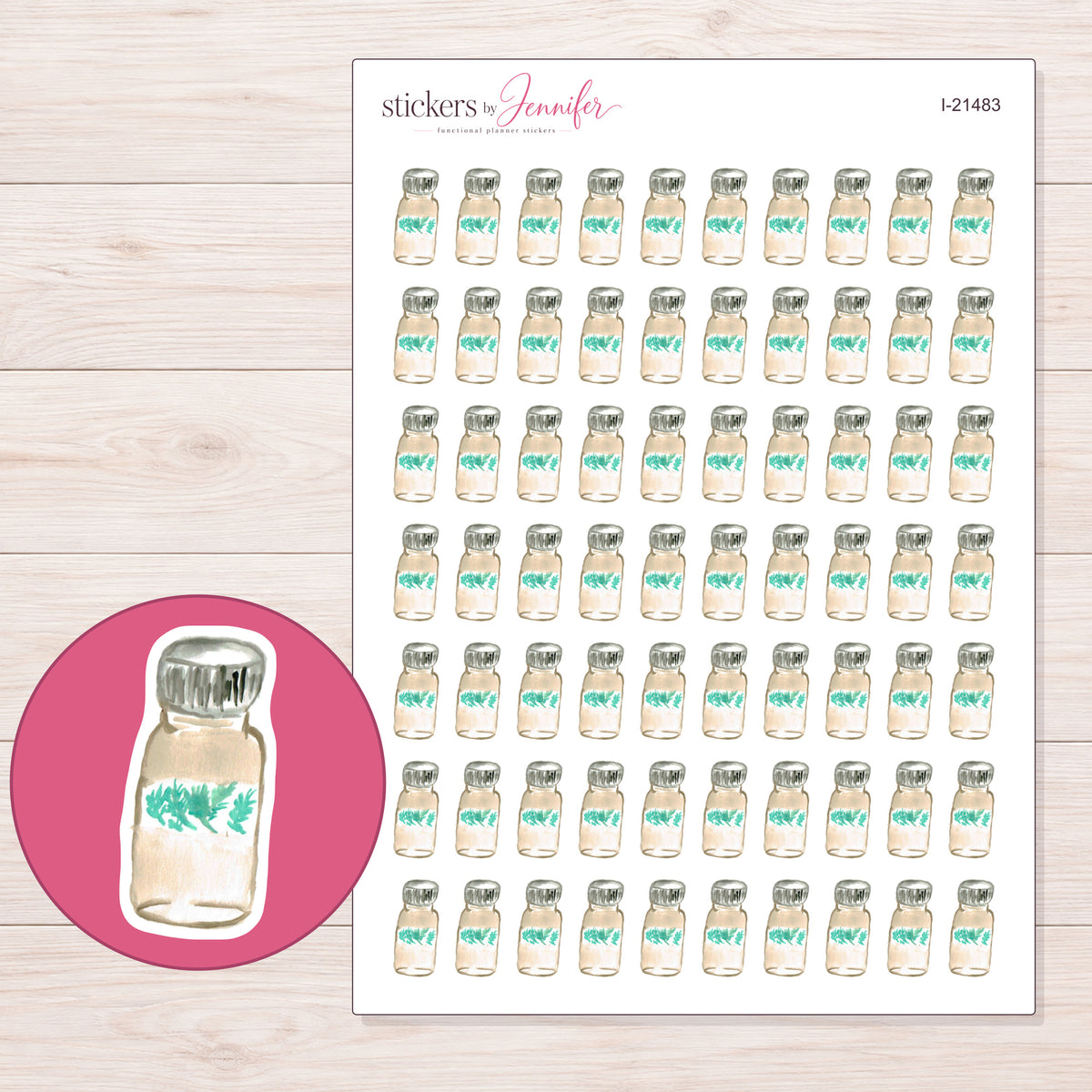 I-21483 planner sticker sheet with enlarged sticker detail