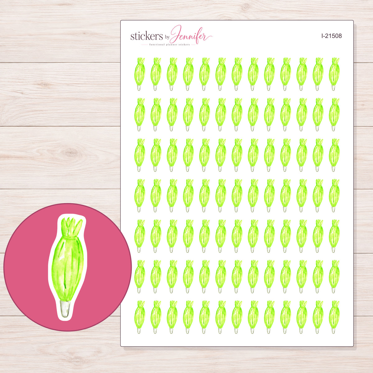 I-21508 planner sticker sheet with enlarged sticker detail