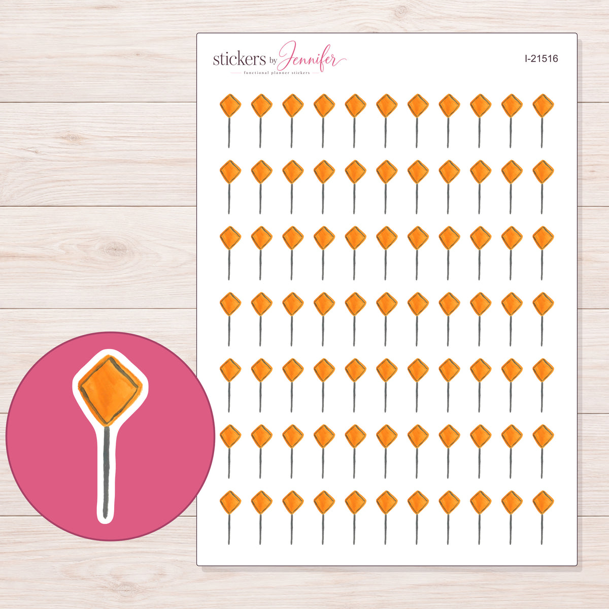 I-21516 planner sticker sheet with enlarged sticker detail
