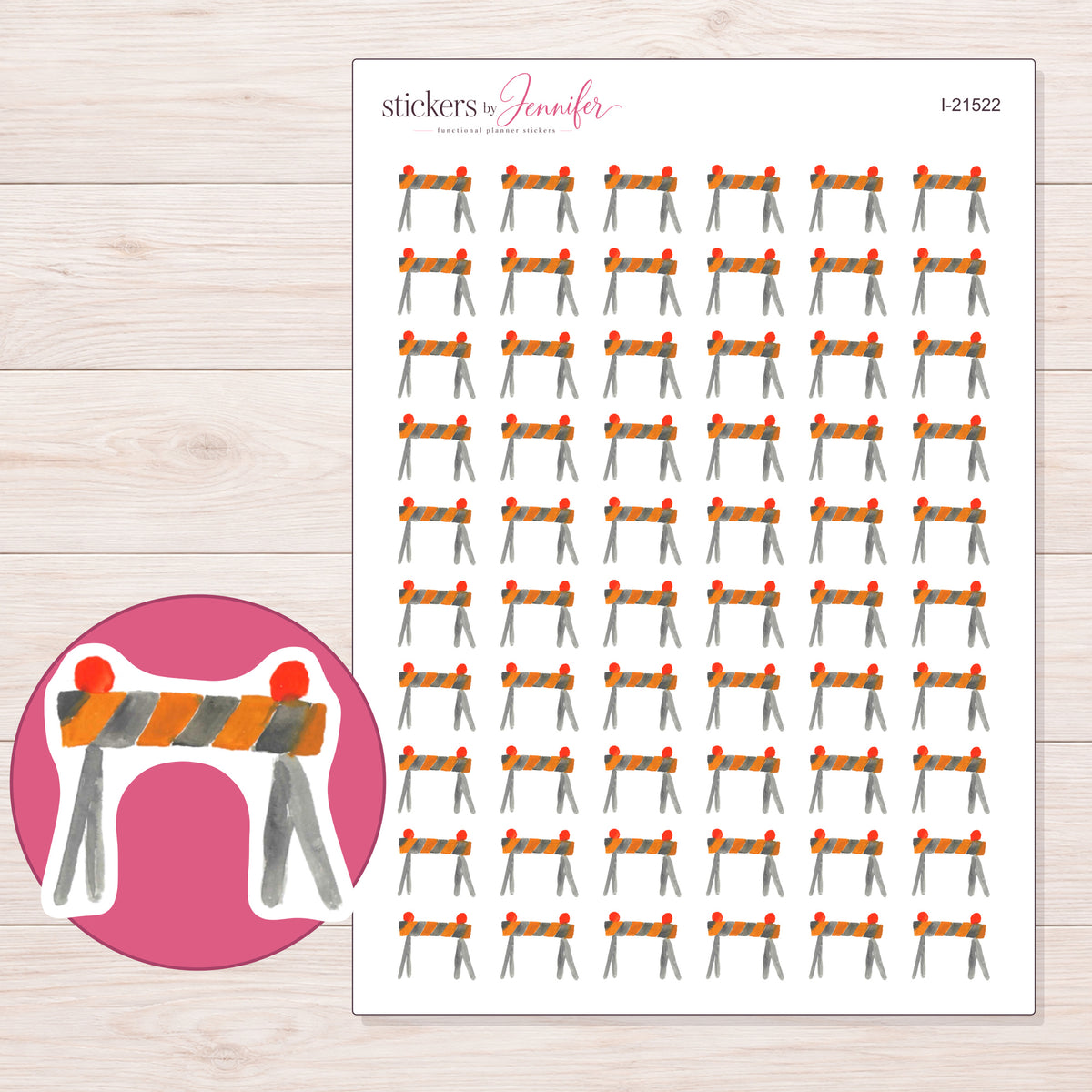 I-21522 planner sticker sheet with enlarged sticker detail