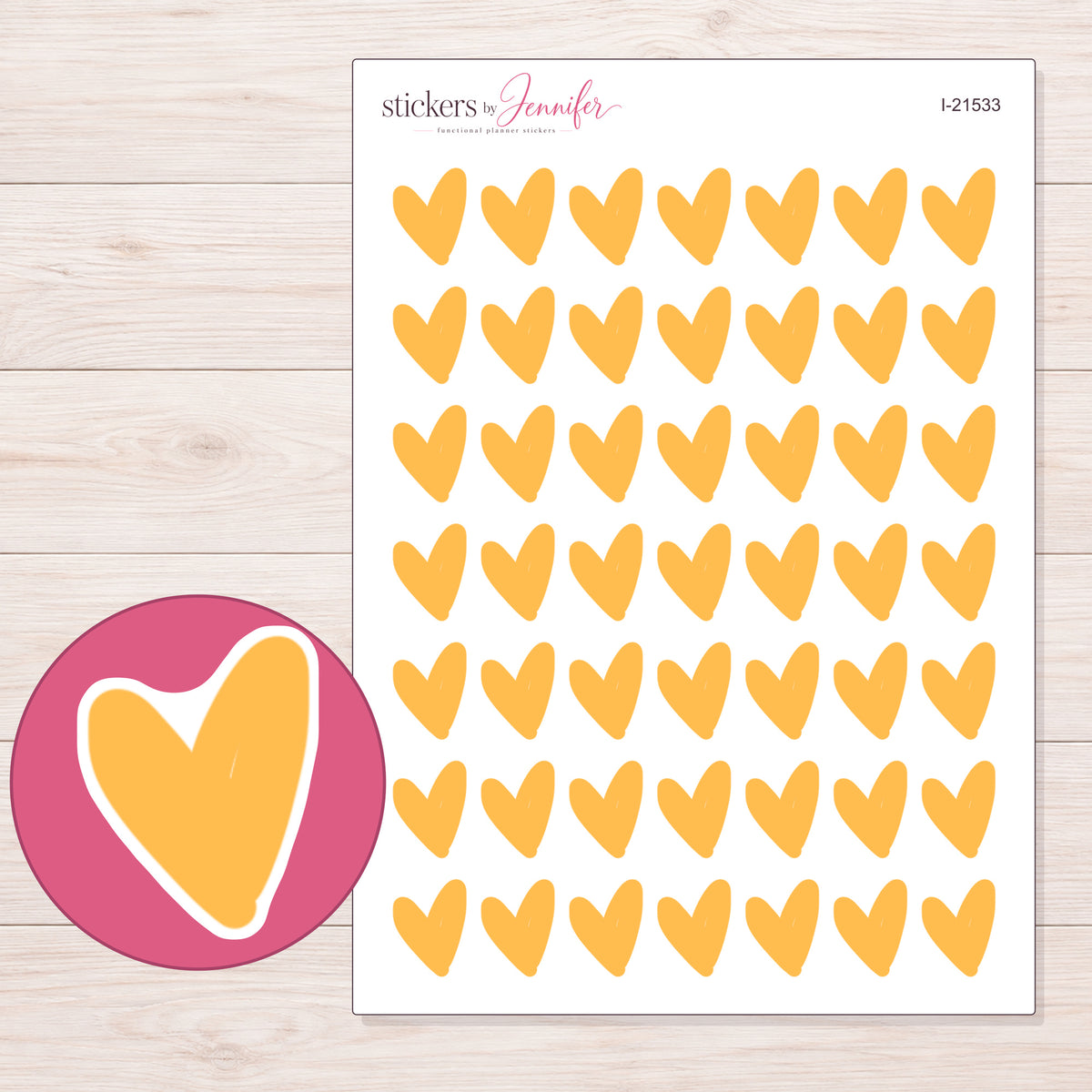 I-21533 planner sticker sheet with enlarged sticker detail