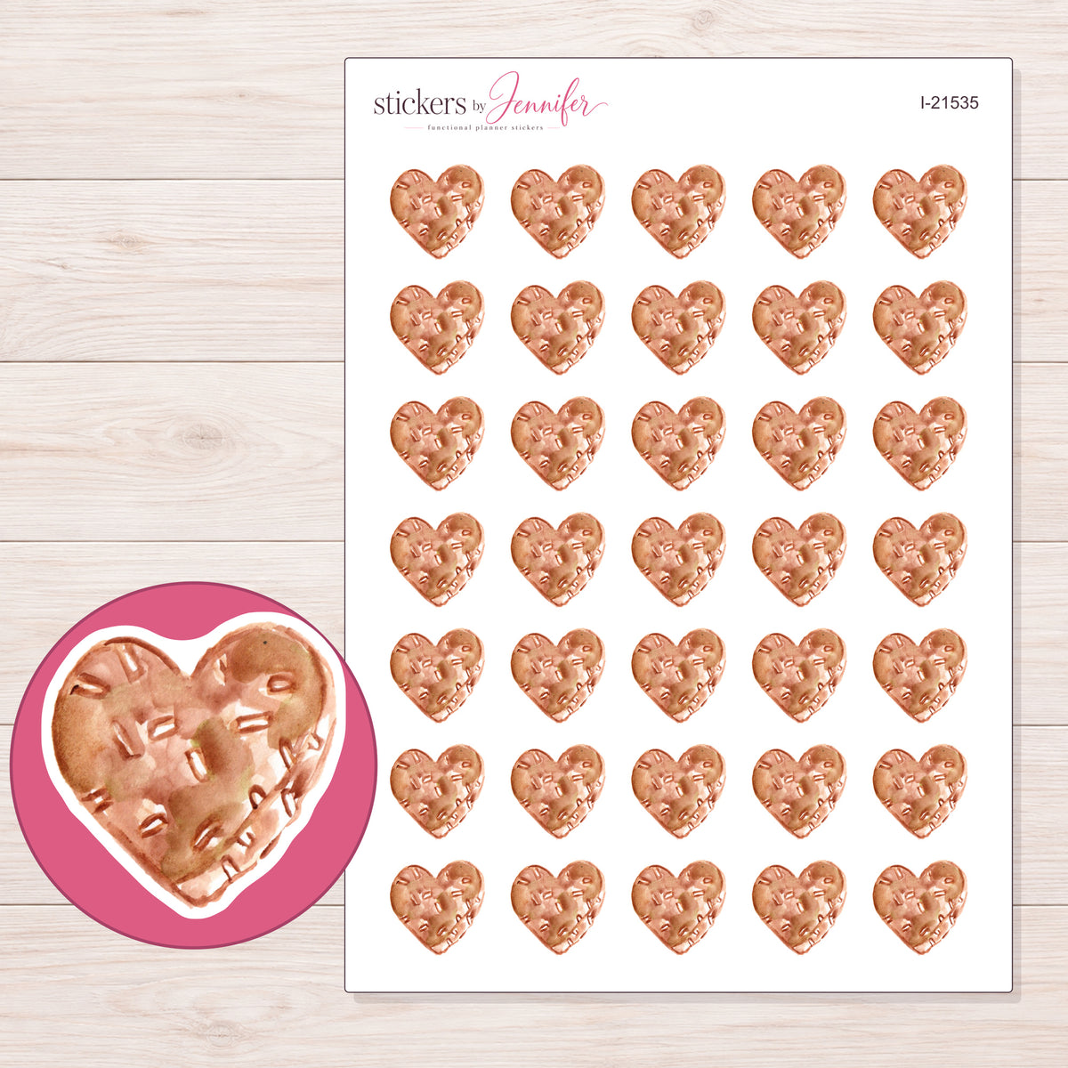I-21535 planner sticker sheet with enlarged sticker detail