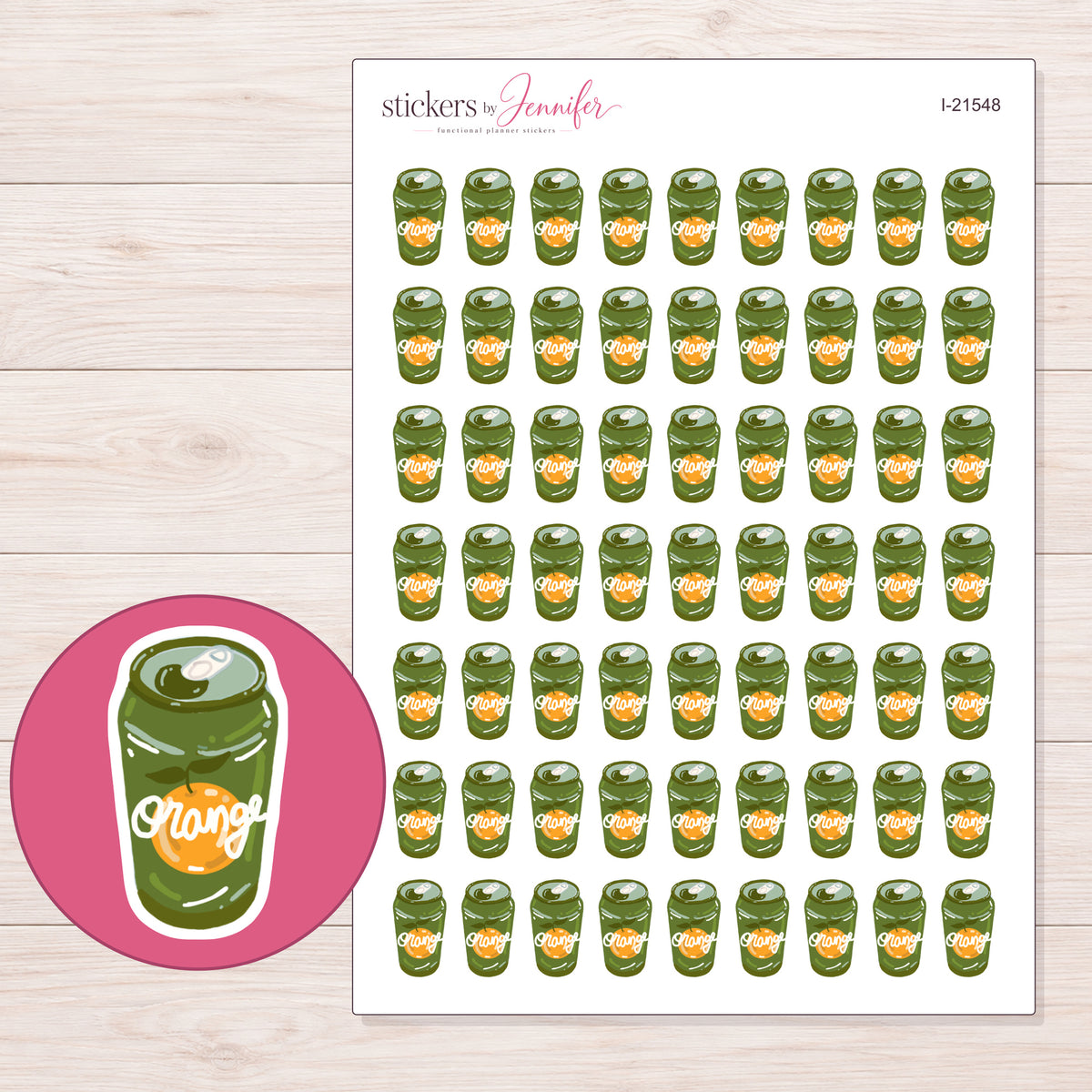 I-21548 planner sticker sheet with enlarged sticker detail
