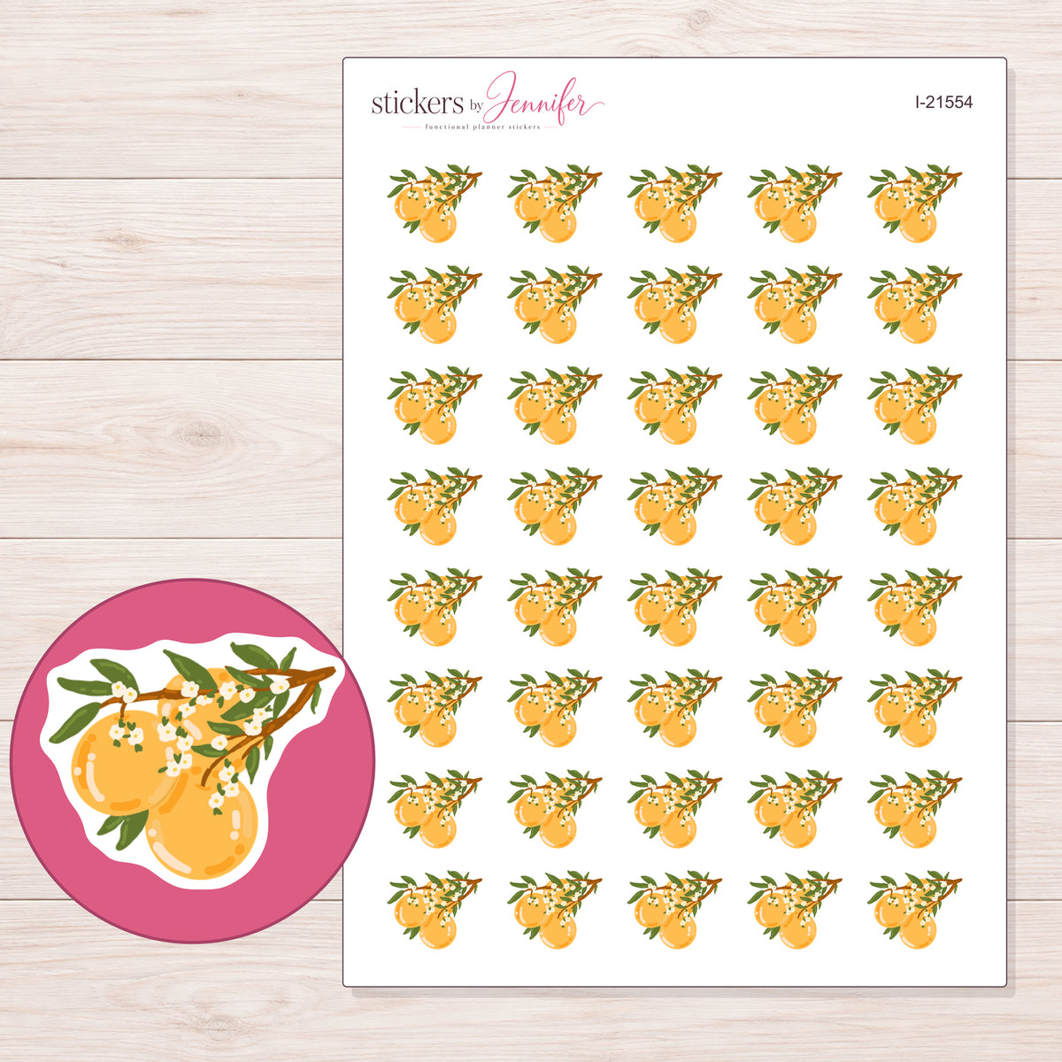 I-21554 planner sticker sheet with enlarged sticker detail