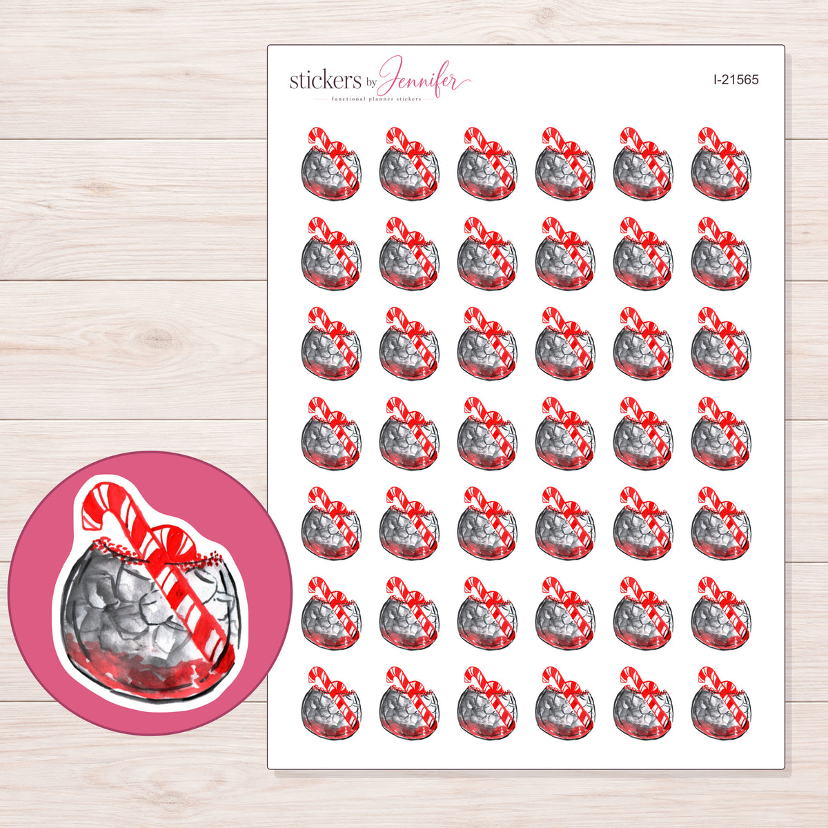I-21565 planner sticker sheet with enlarged sticker detail