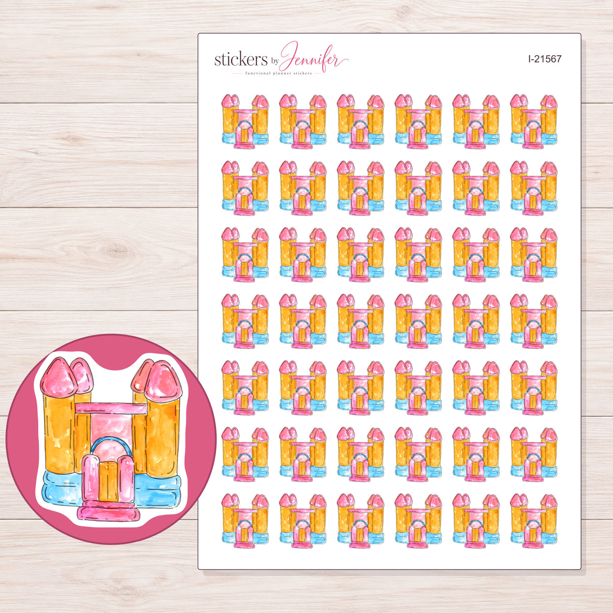I-21567 planner sticker sheet with enlarged sticker detail