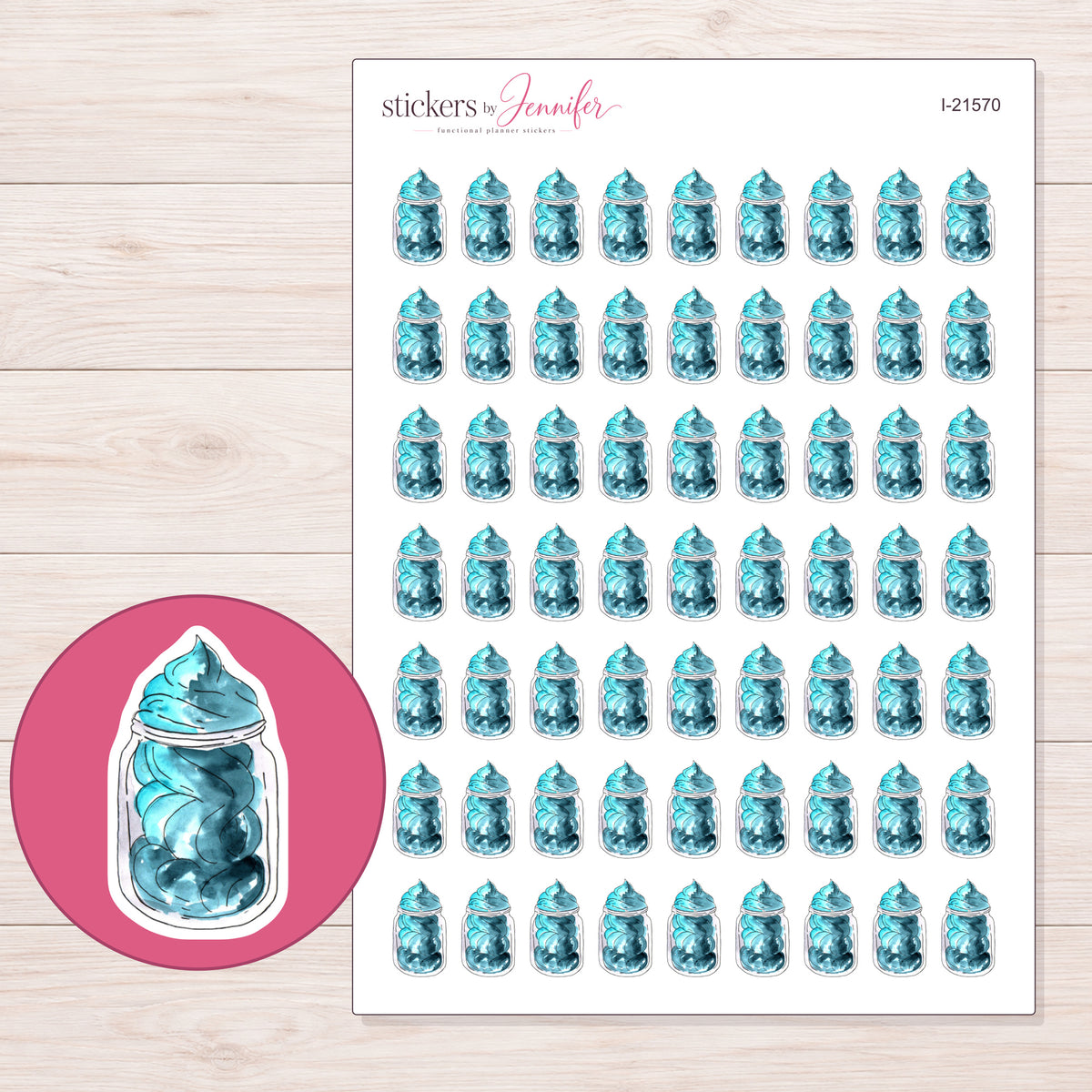 I-21570 planner sticker sheet with enlarged sticker detail