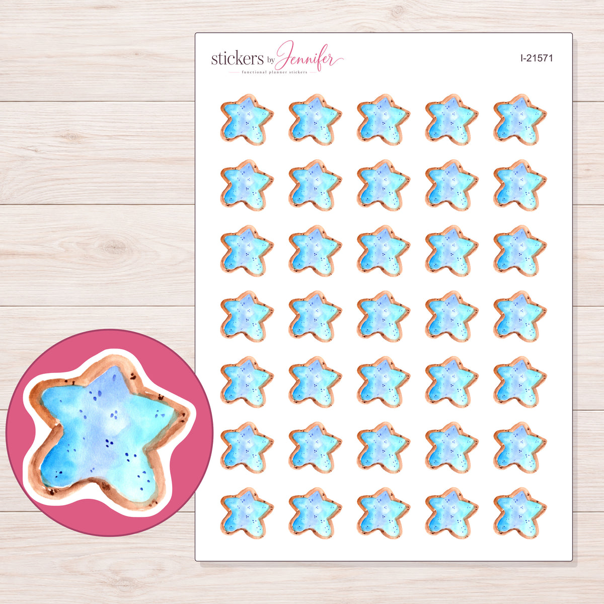 I-21571 planner sticker sheet with enlarged sticker detail