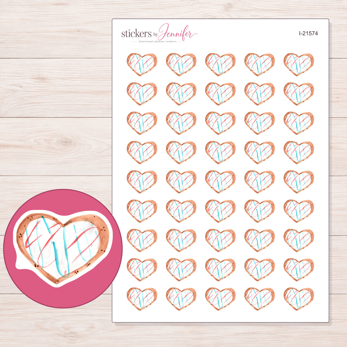 I-21574 planner sticker sheet with enlarged sticker detail