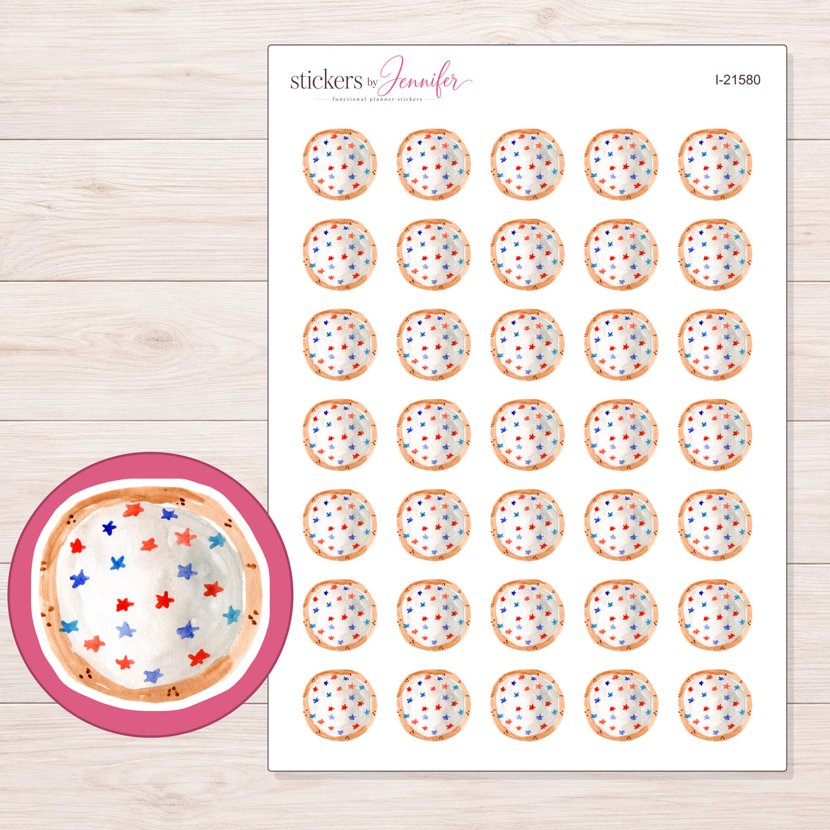 I-21580 planner sticker sheet with enlarged sticker detail