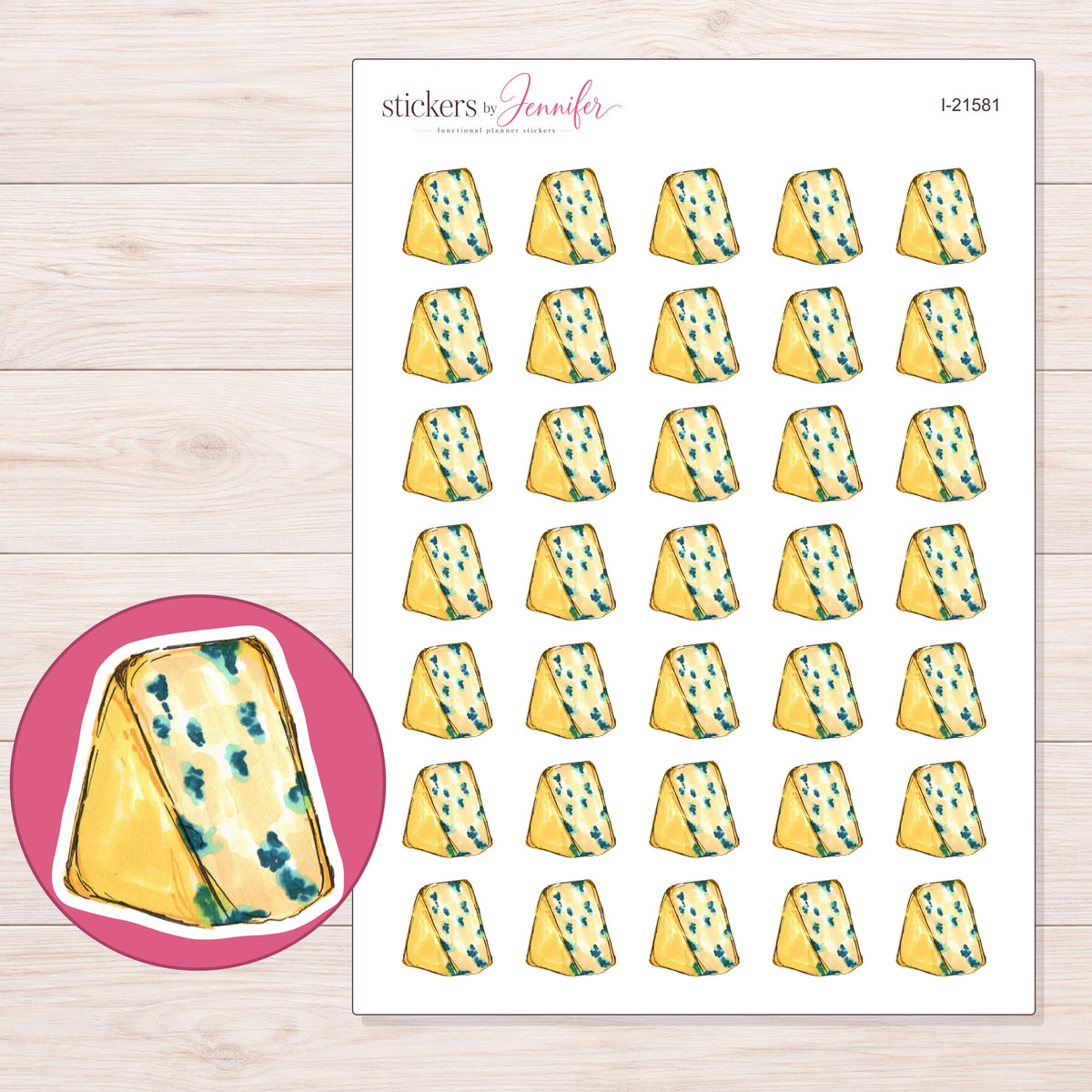 I-21581 planner sticker sheet with enlarged sticker detail