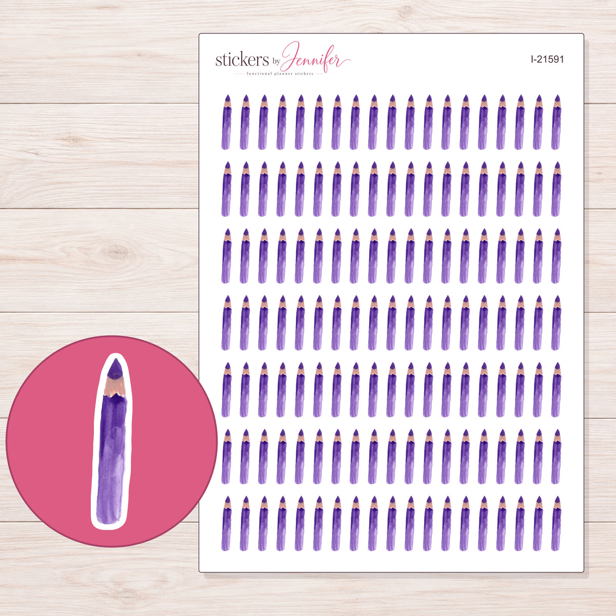 I-21591 planner sticker sheet with enlarged sticker detail
