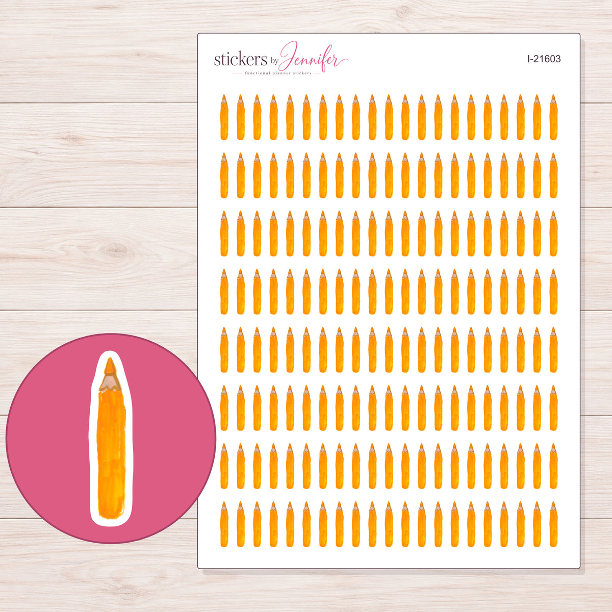 I-21603 planner sticker sheet with enlarged sticker detail