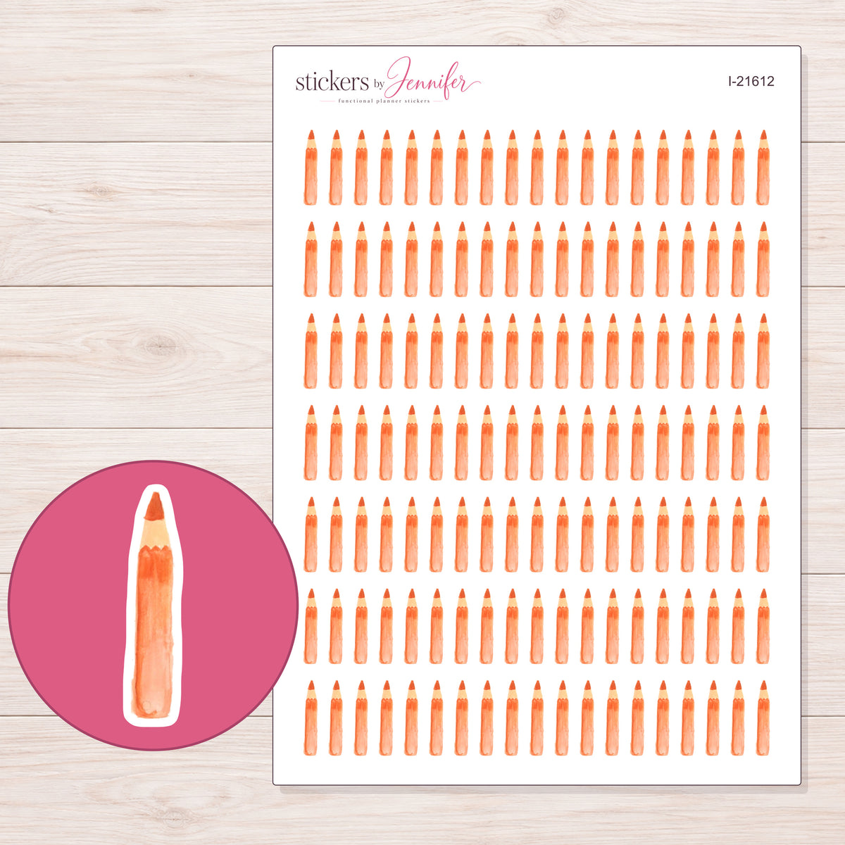 I-21612 planner sticker sheet with enlarged sticker detail