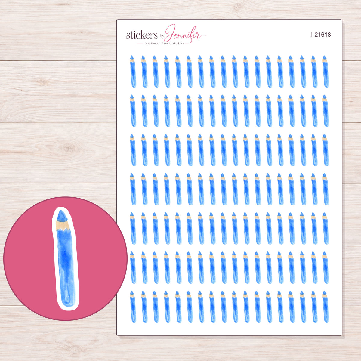 I-21618 planner sticker sheet with enlarged sticker detail