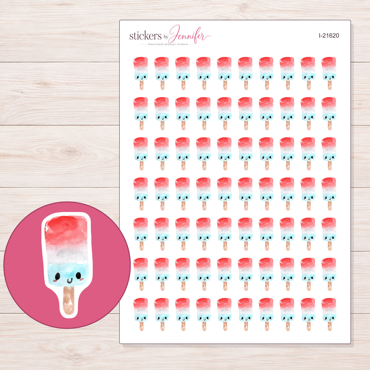 I-21620 planner sticker sheet with enlarged sticker detail