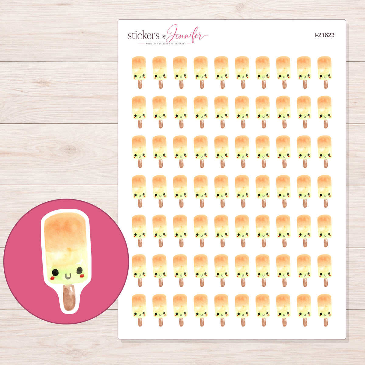 I-21623 planner sticker sheet with enlarged sticker detail
