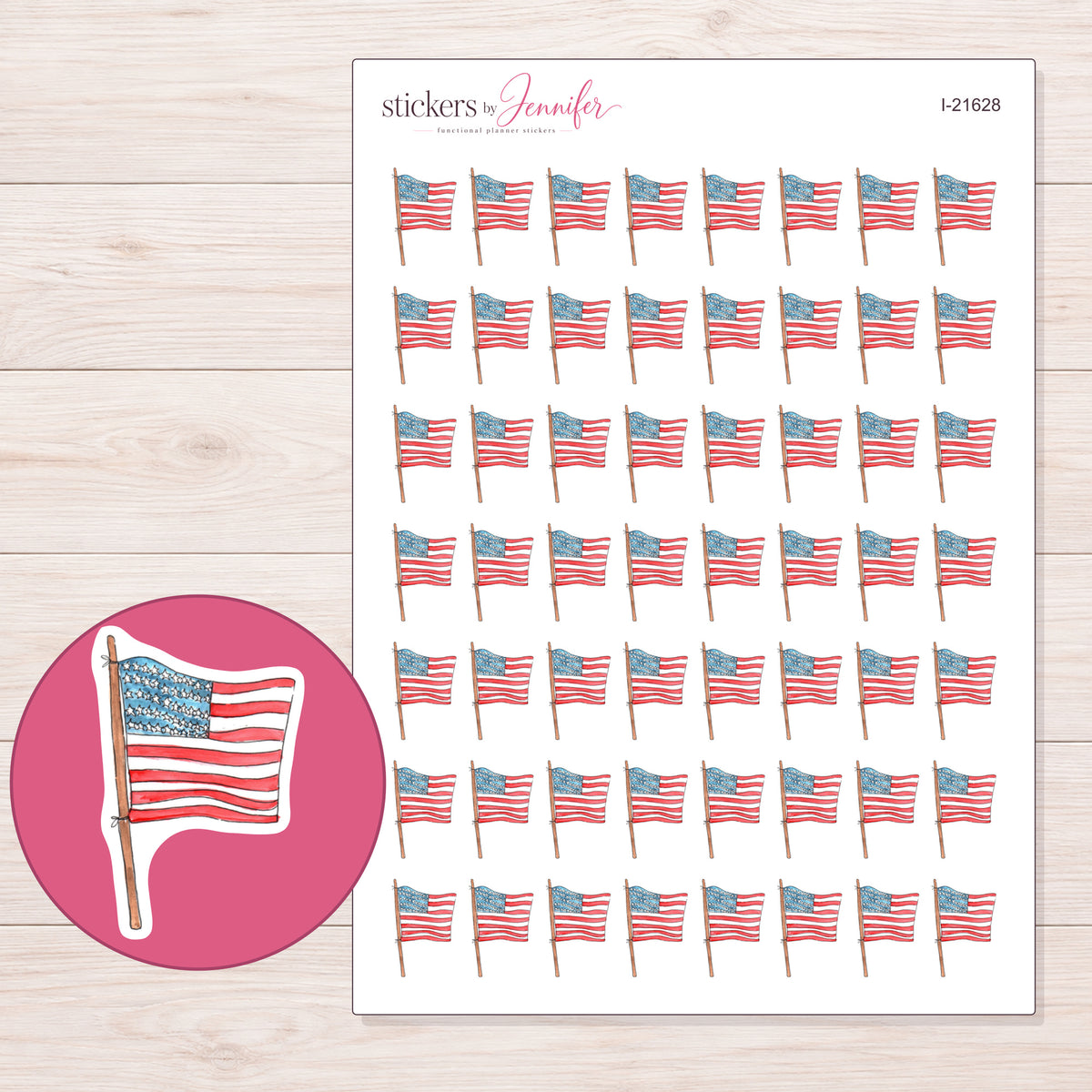 I-21628 planner sticker sheet with enlarged sticker detail
