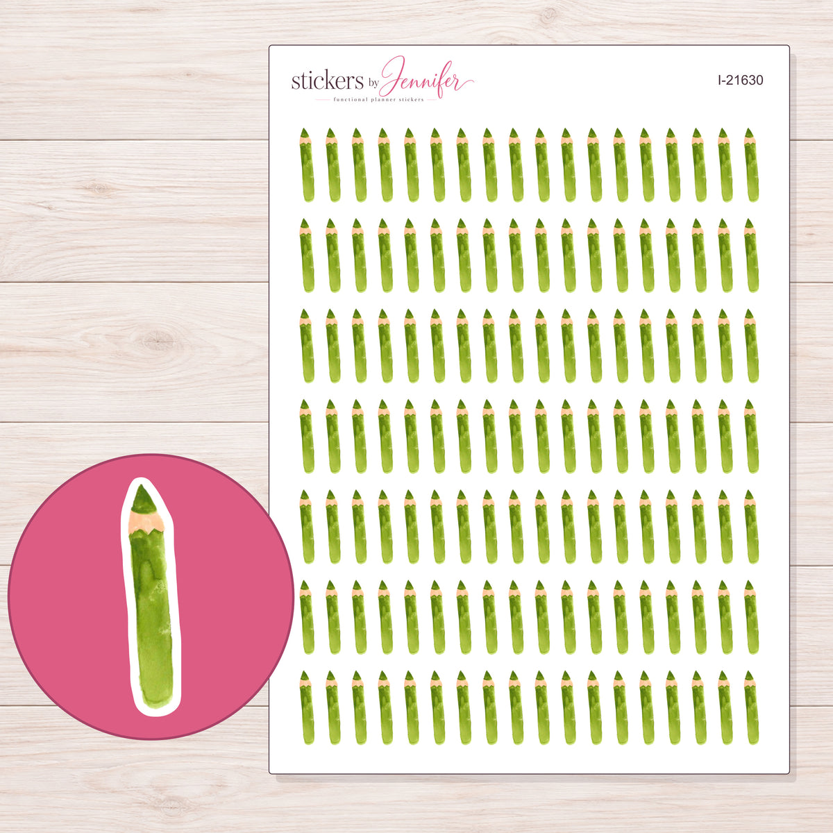 I-21630 planner sticker sheet with enlarged sticker detail