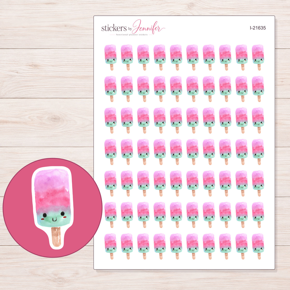 I-21635 planner sticker sheet with enlarged sticker detail