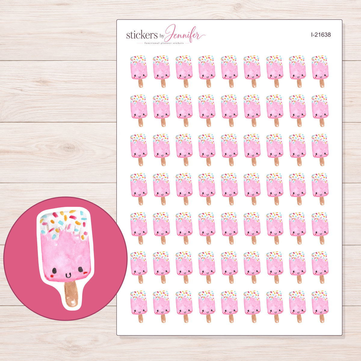 I-21638 planner sticker sheet with enlarged sticker detail