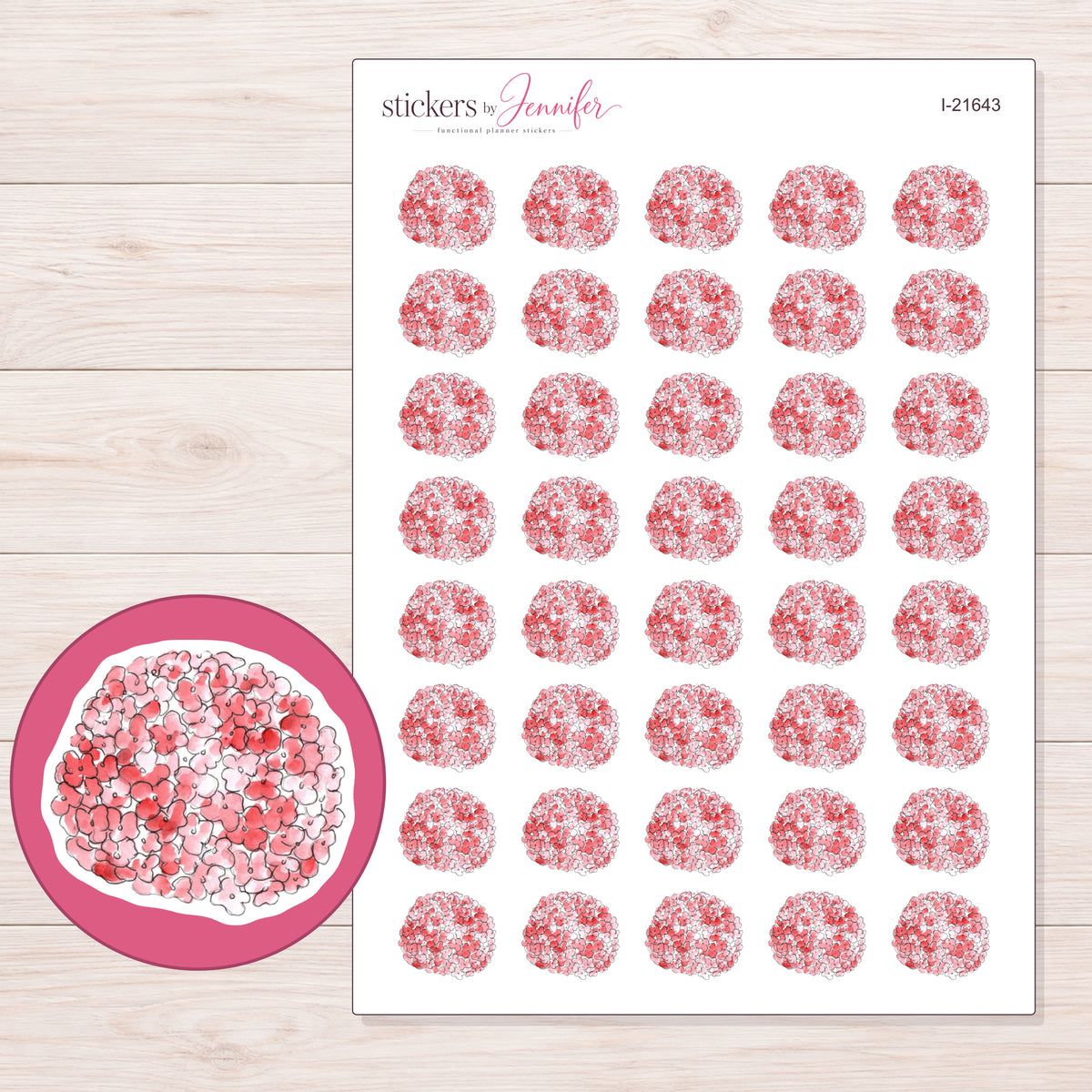 I-21643 planner sticker sheet with enlarged sticker detail