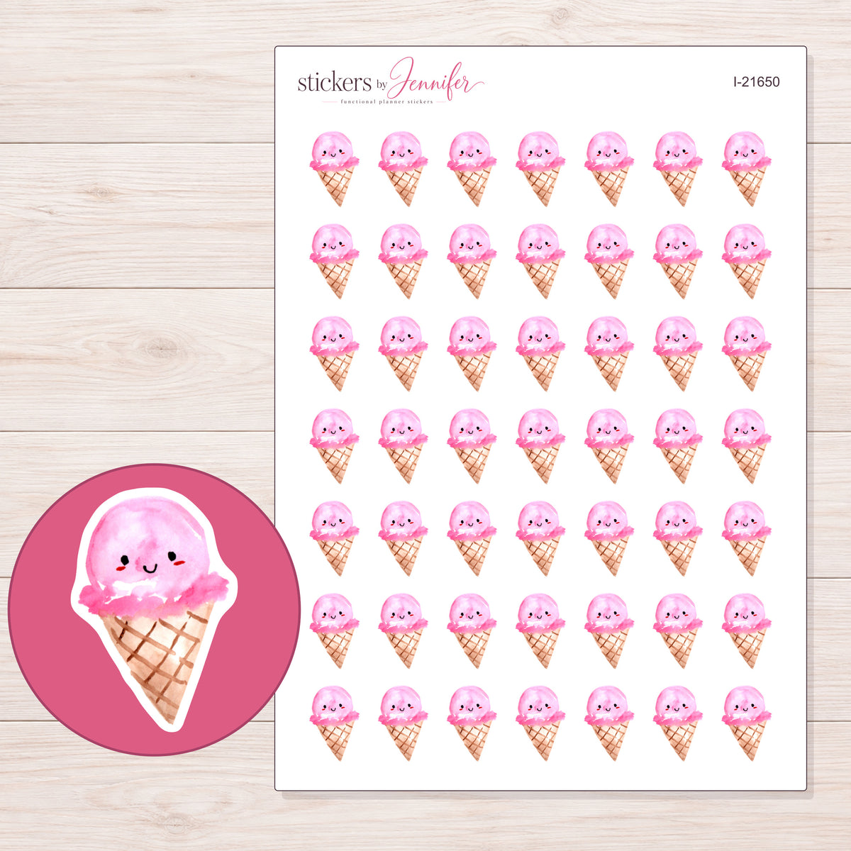 I-21650 planner sticker sheet with enlarged sticker detail