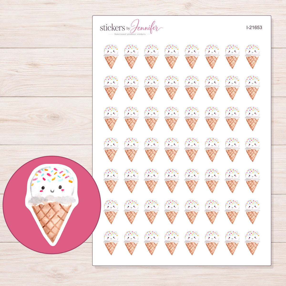 I-21653 planner sticker sheet with enlarged sticker detail