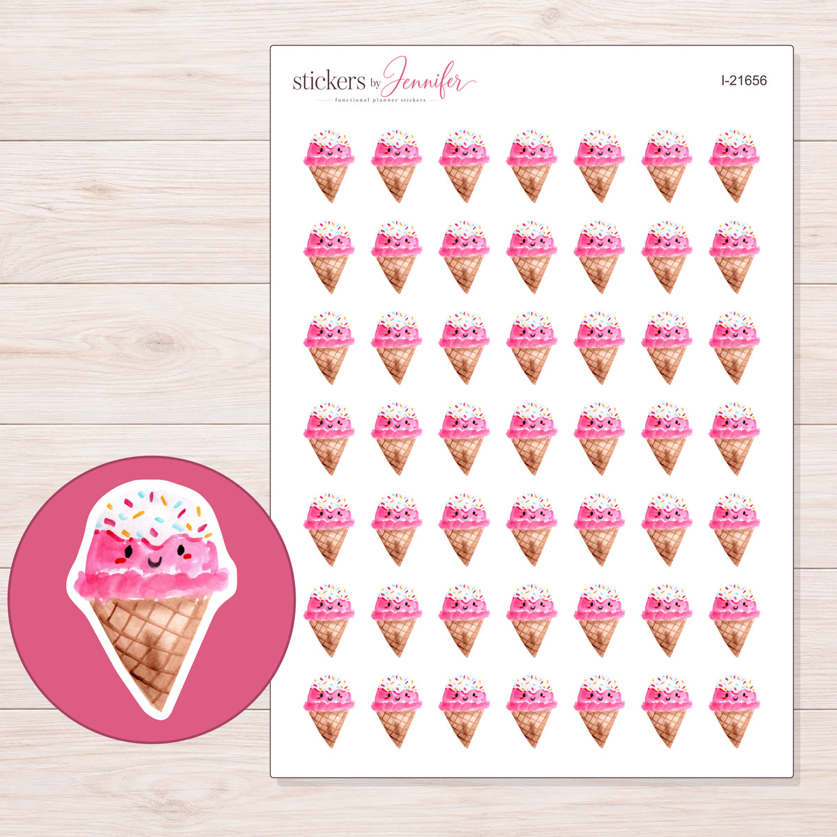 I-21656 planner sticker sheet with enlarged sticker detail