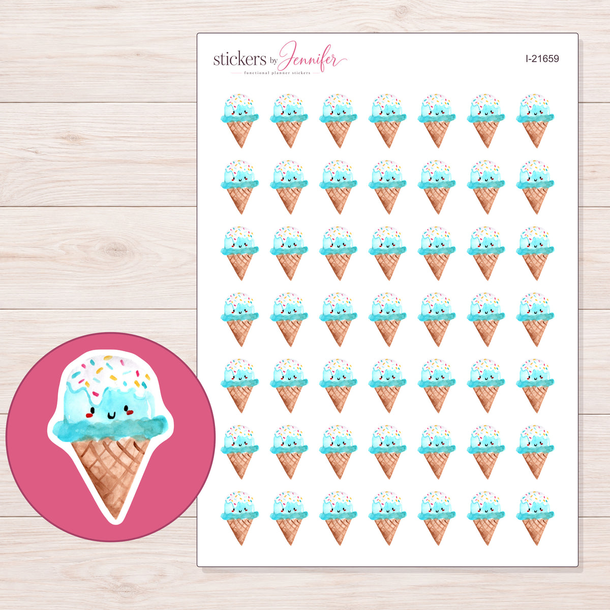I-21659 planner sticker sheet with enlarged sticker detail