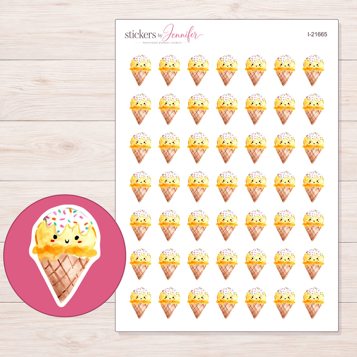 I-21665 planner sticker sheet with enlarged sticker detail