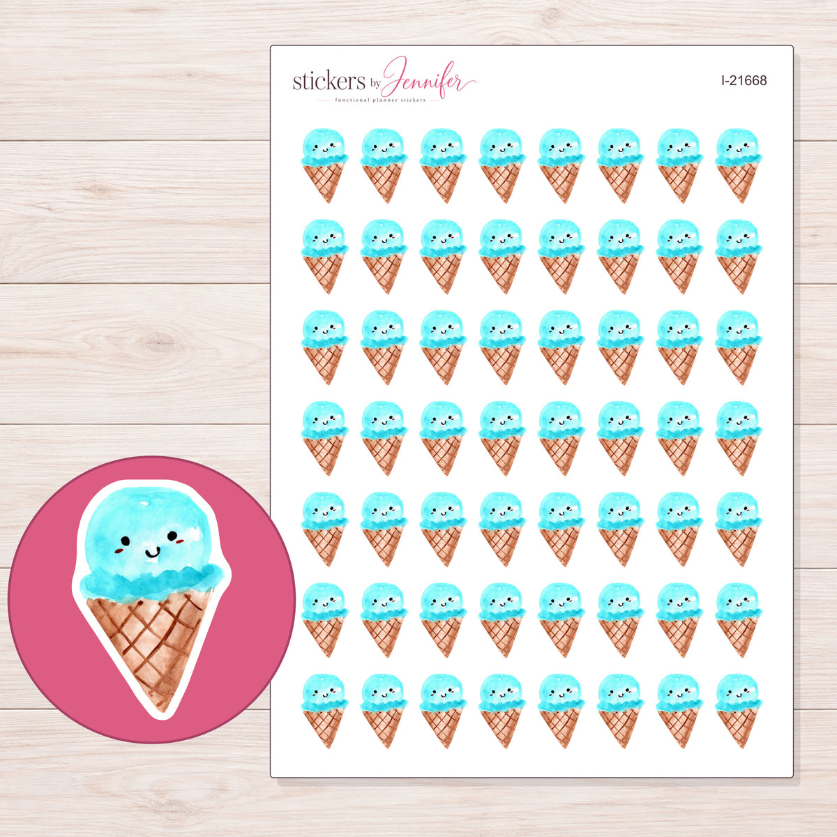 I-21668 planner sticker sheet with enlarged sticker detail