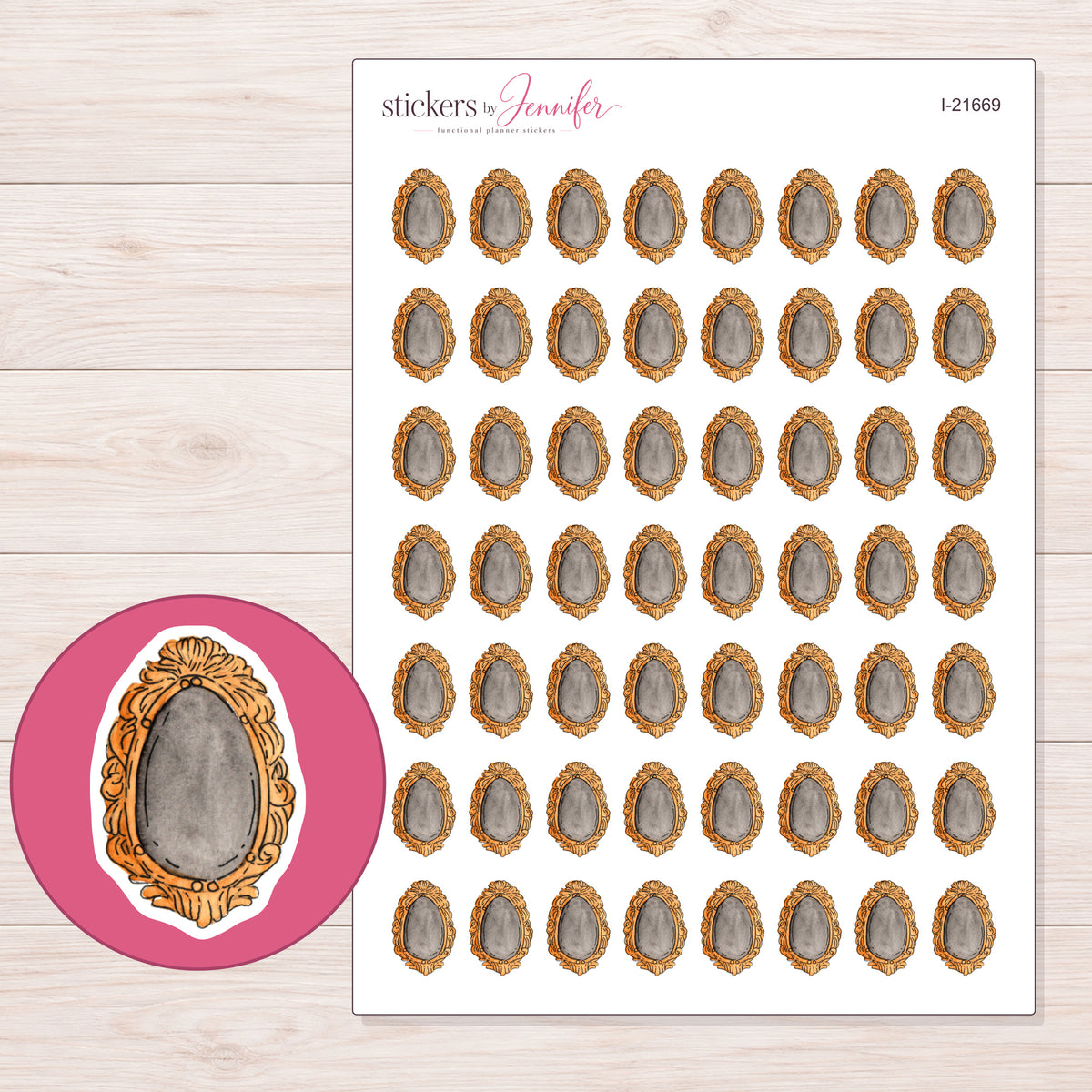 I-21669 planner sticker sheet with enlarged sticker detail