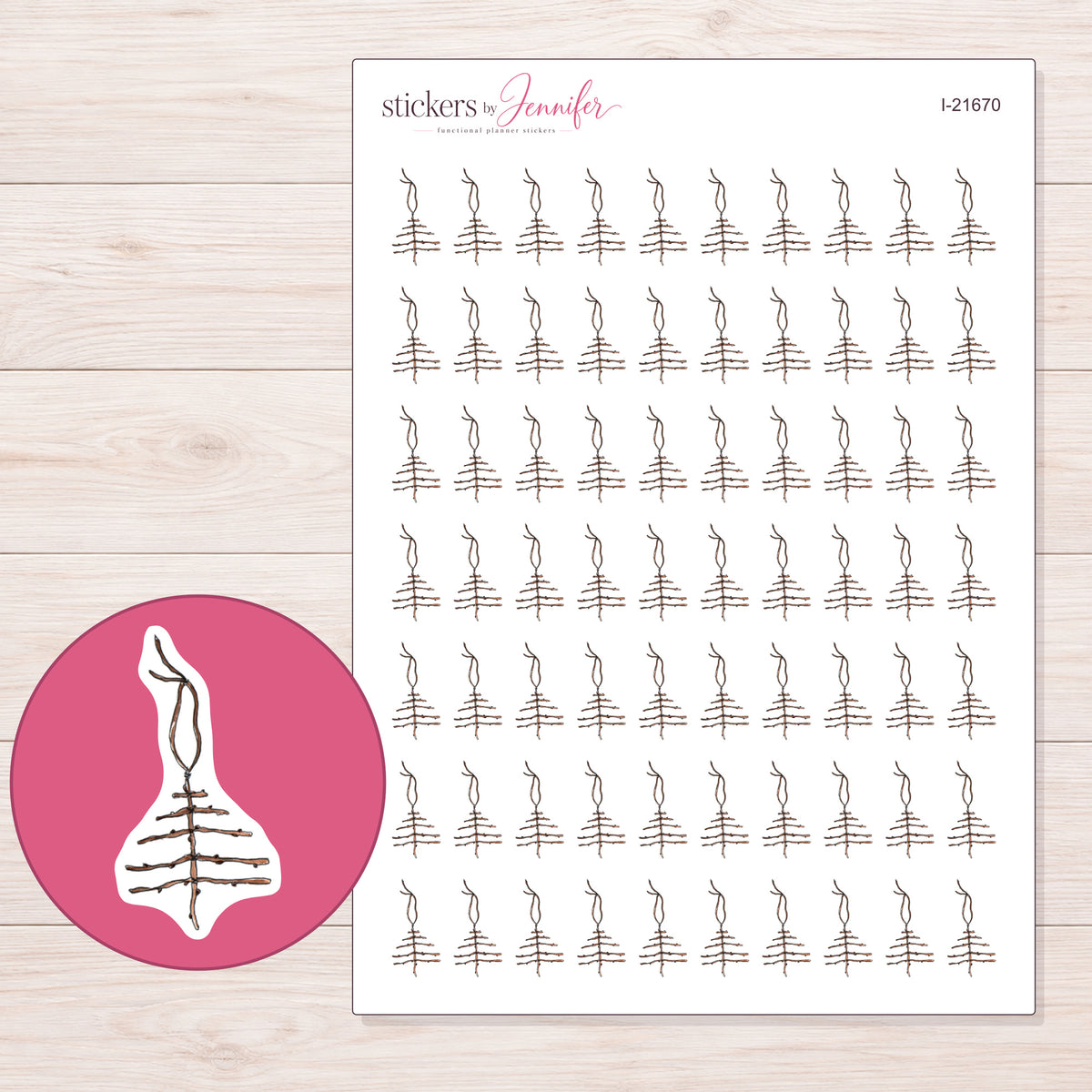 I-21670 planner sticker sheet with enlarged sticker detail