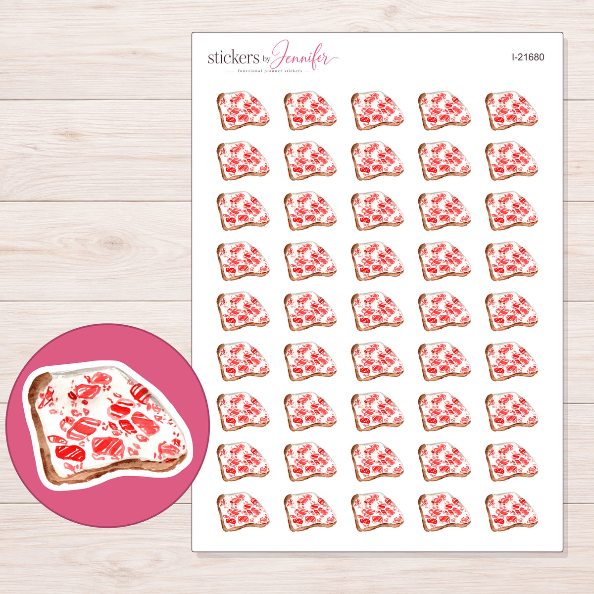 I-21680 planner sticker sheet with enlarged sticker detail