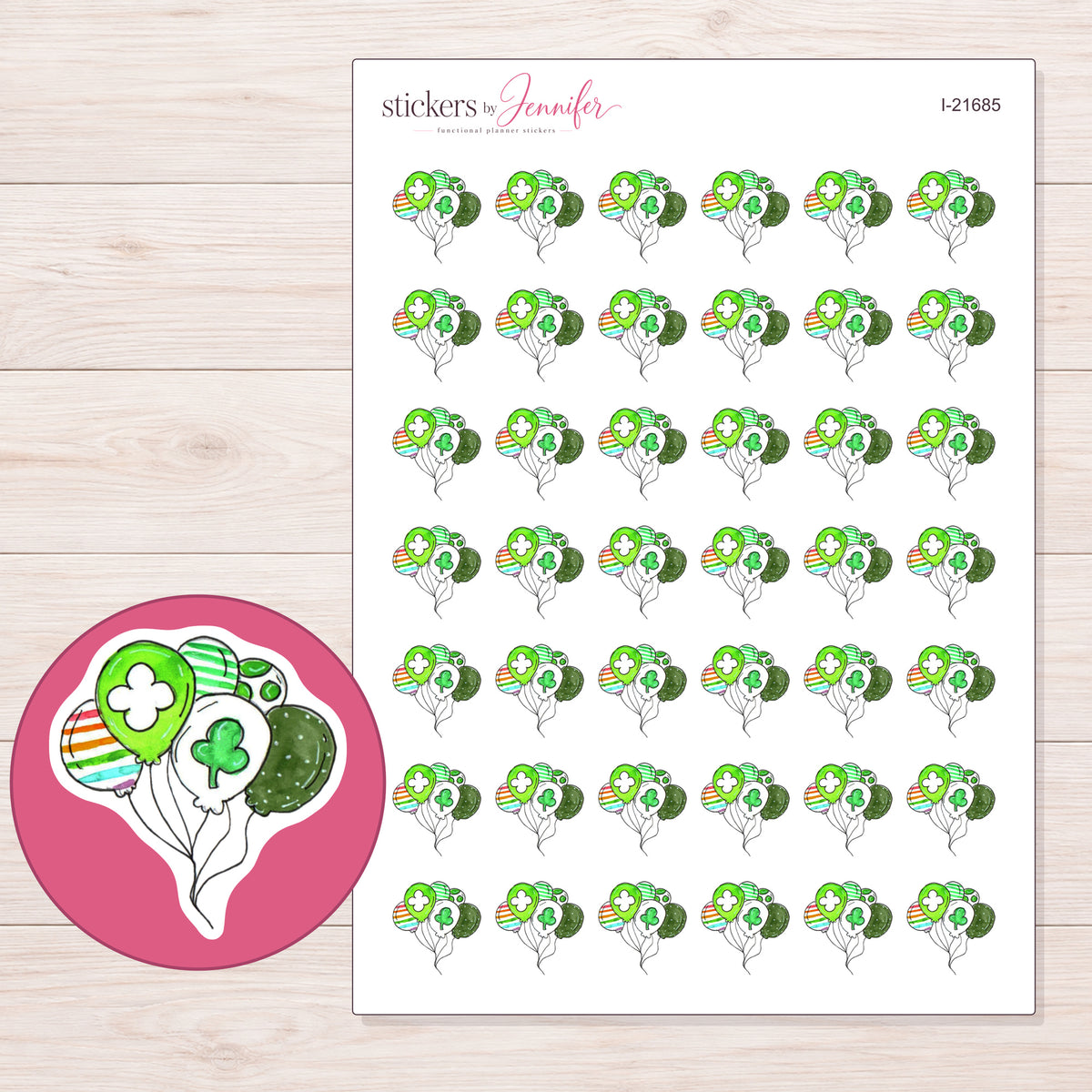 I-21685 planner sticker sheet with enlarged sticker detail