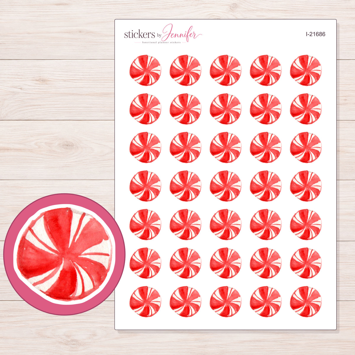 I-21686 planner sticker sheet with enlarged sticker detail