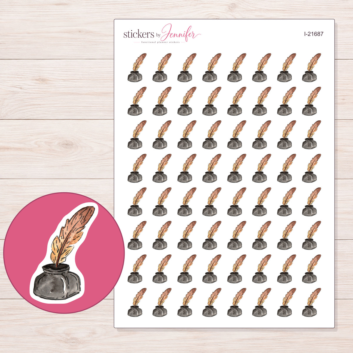 I-21687 planner sticker sheet with enlarged sticker detail