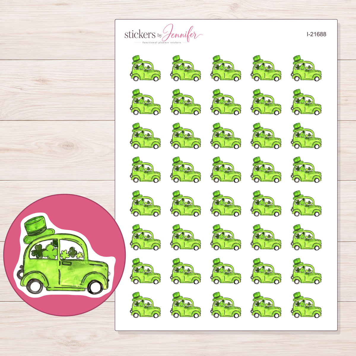 I-21688 planner sticker sheet with enlarged sticker detail