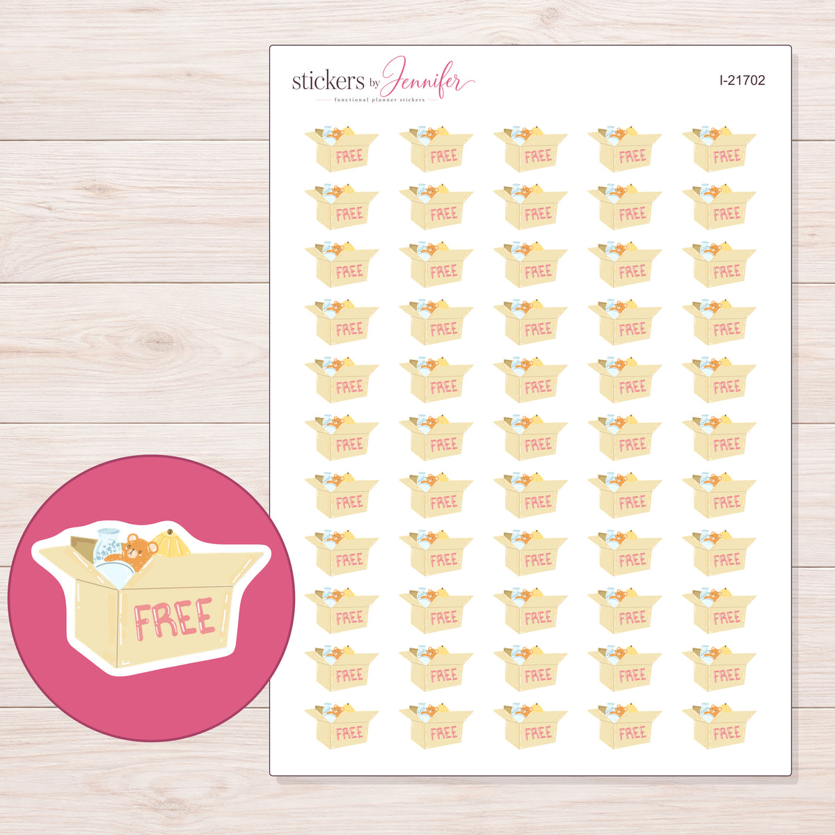 I-21702 planner sticker sheet with enlarged sticker detail
