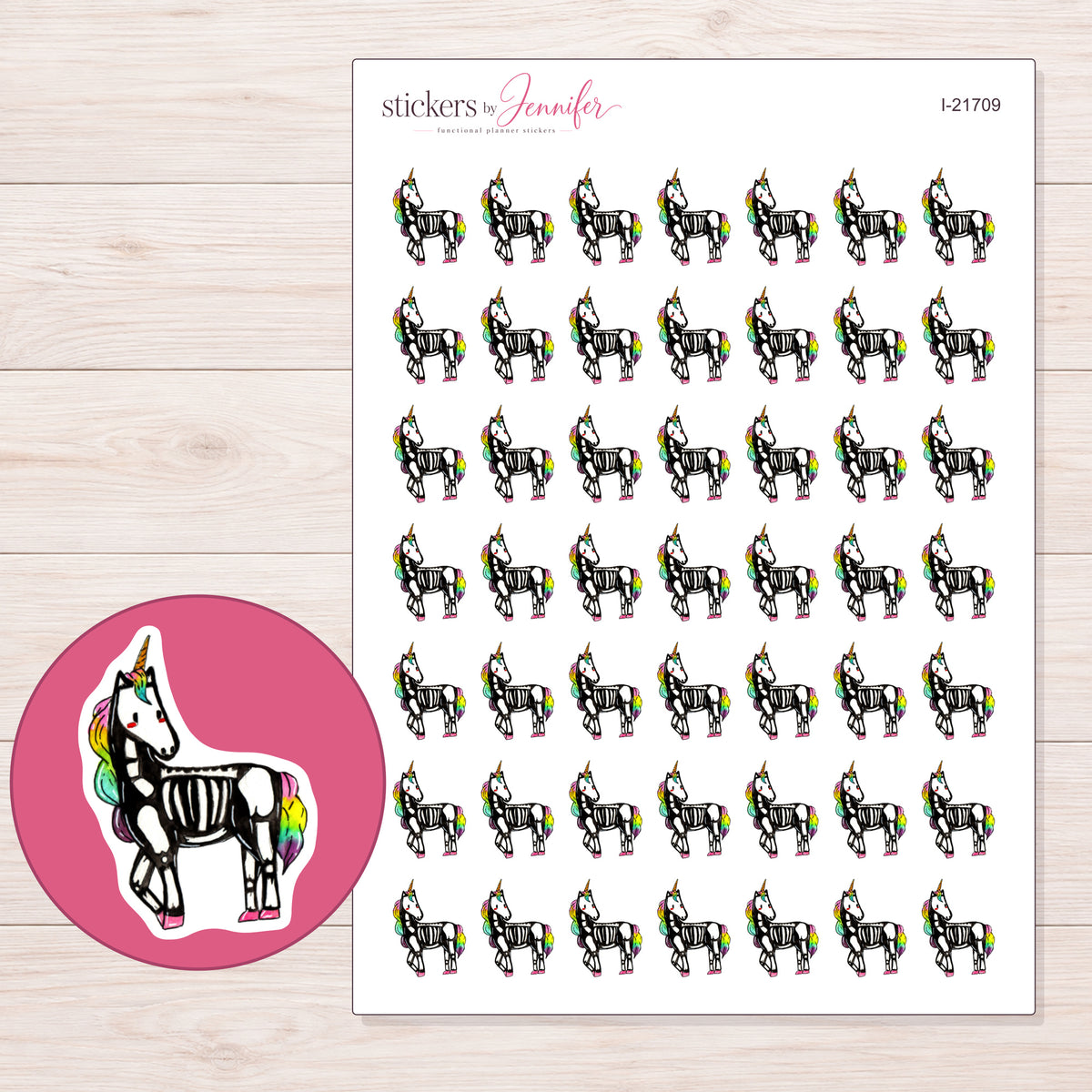 I-21709 planner sticker sheet with enlarged sticker detail