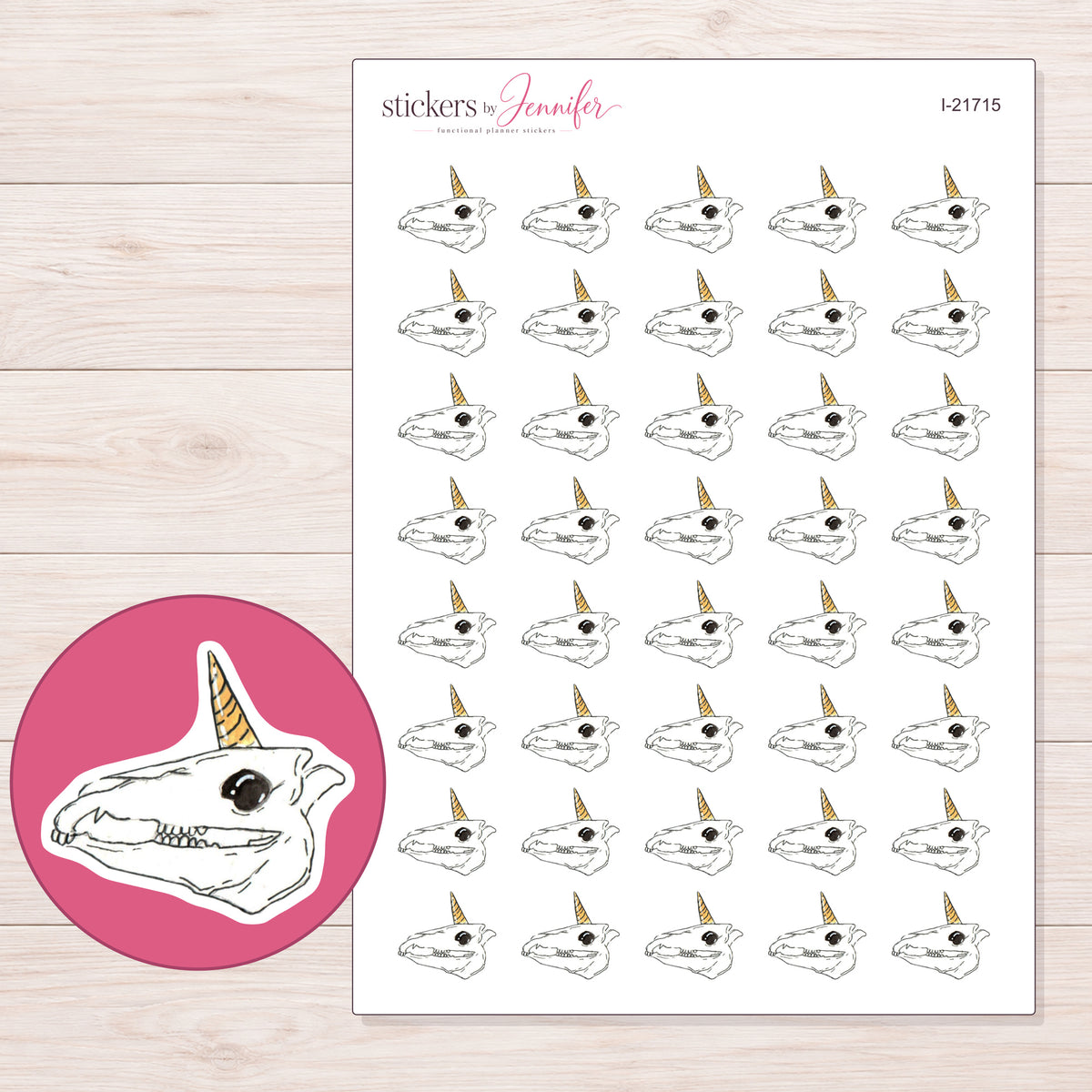 I-21715 planner sticker sheet with enlarged sticker detail