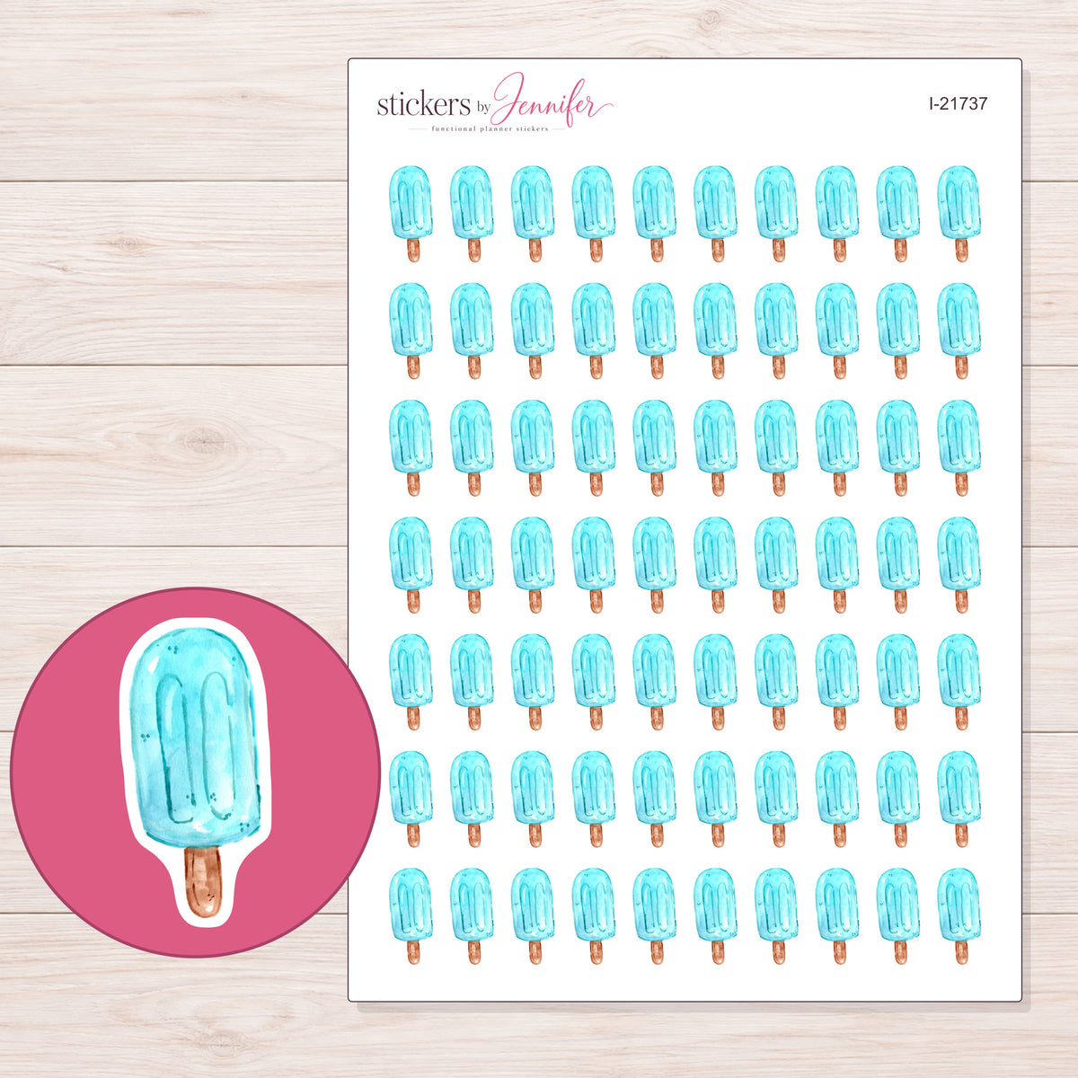 I-21737 planner sticker sheet with enlarged sticker detail