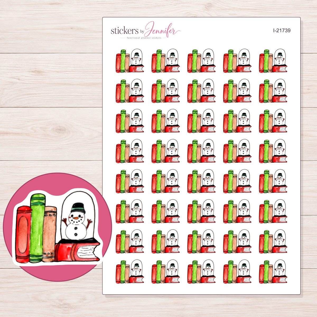 I-21739 planner sticker sheet with enlarged sticker detail