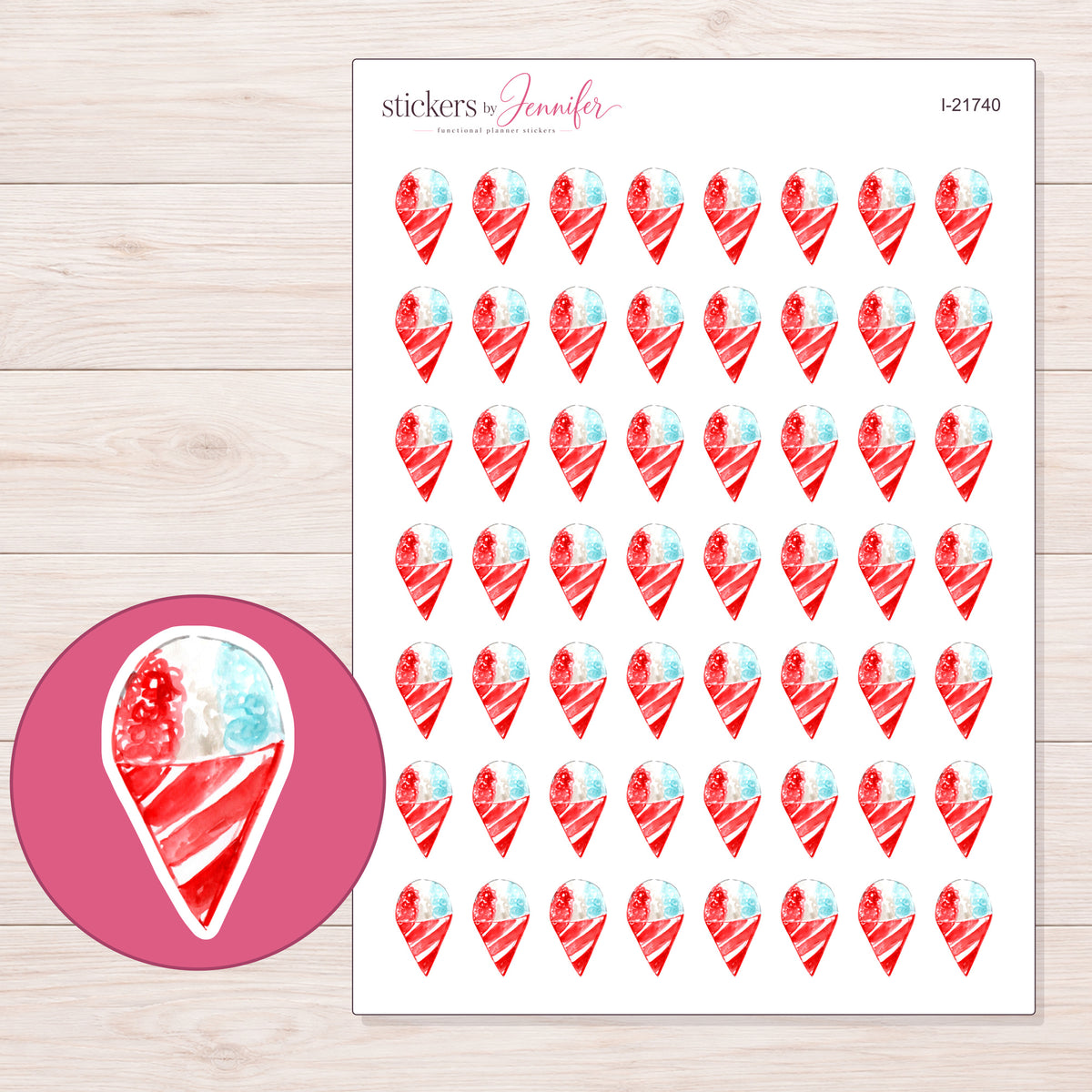 I-21740 planner sticker sheet with enlarged sticker detail