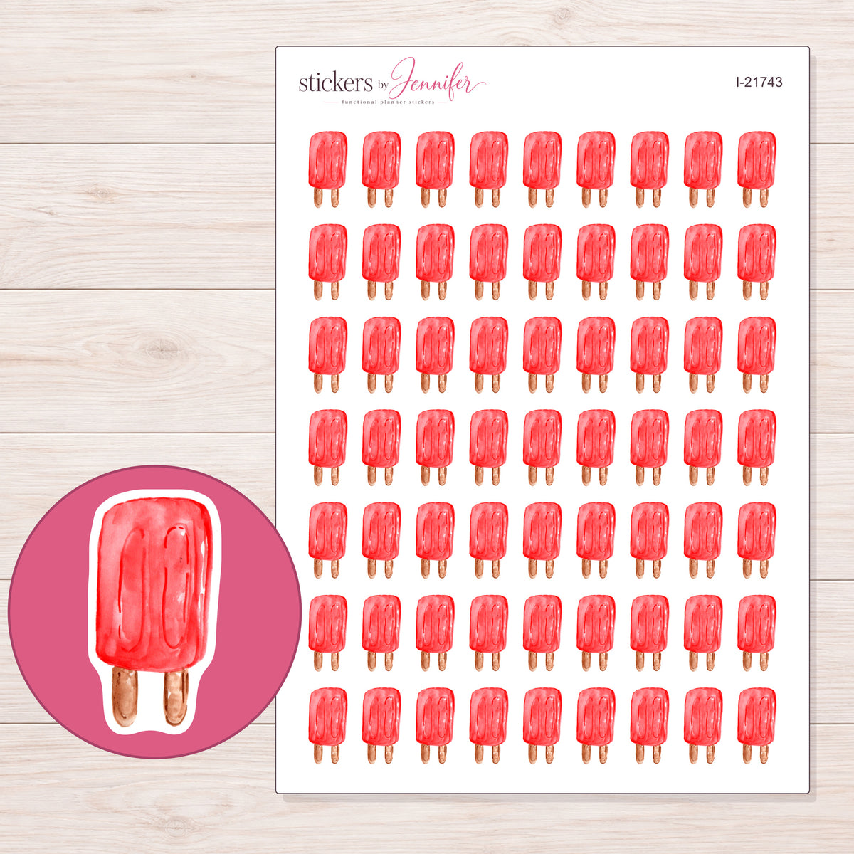 I-21743 planner sticker sheet with enlarged sticker detail