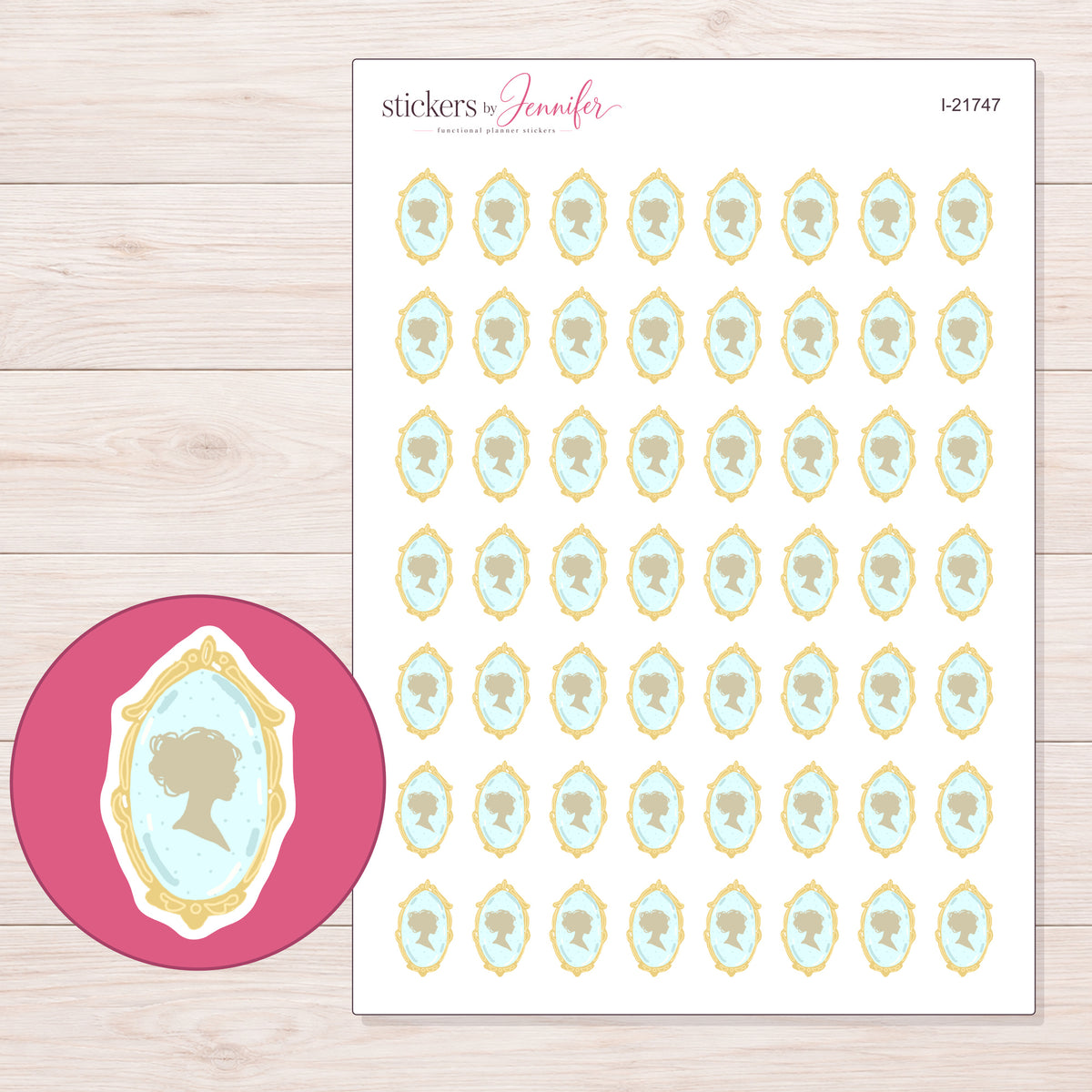 I-21747 planner sticker sheet with enlarged sticker detail
