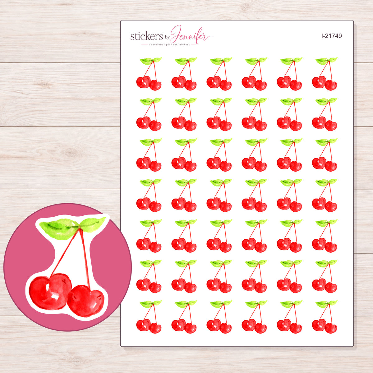 I-21749 planner sticker sheet with enlarged sticker detail